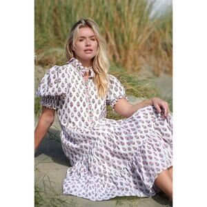 Neve & Noor Luella Midi Dress Floral Blush Print Puff Sleeve Tuckernuck M/L